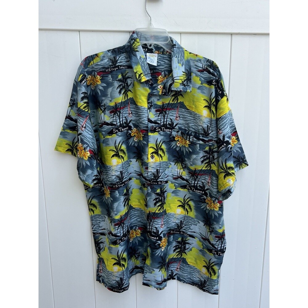 Rima Men’s XL Hawaiian Shirt Palm Tree St Thomas Silky Feel